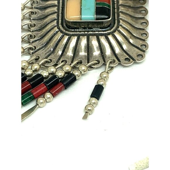 Dangle Earrings Native American Sterling Silver Gemstone Women's Estate Jewelry - Picture 10 of 12